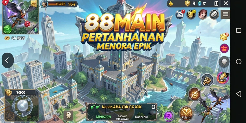 Tampilan gameplay menara defensif yang mendebarkan di 88MAIN.