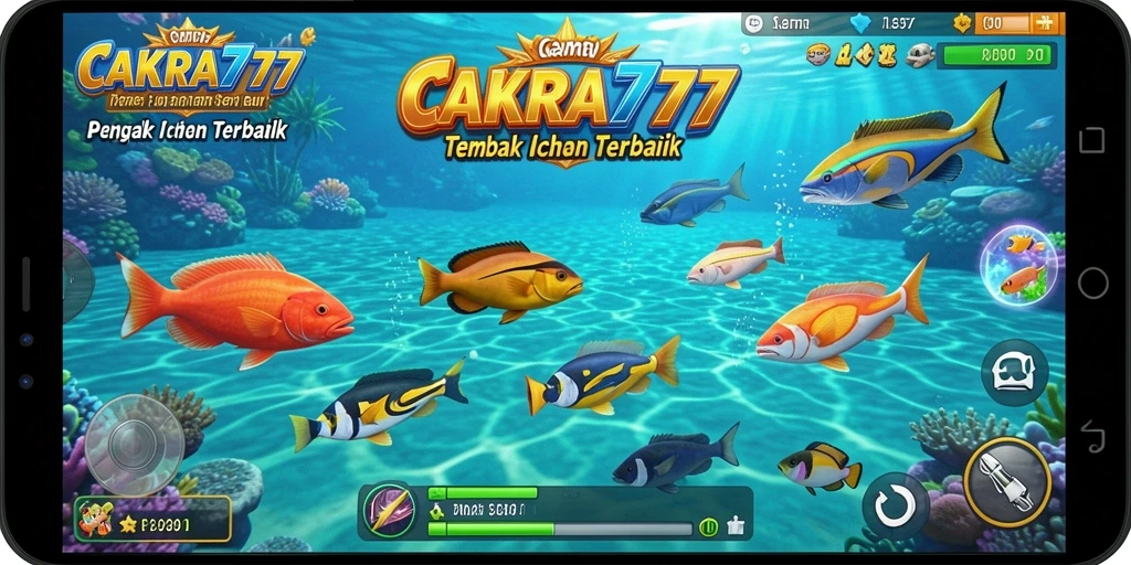 Tangkapan layar gameplay CAKRA777 yang menampilkan aksi menembak ikan.