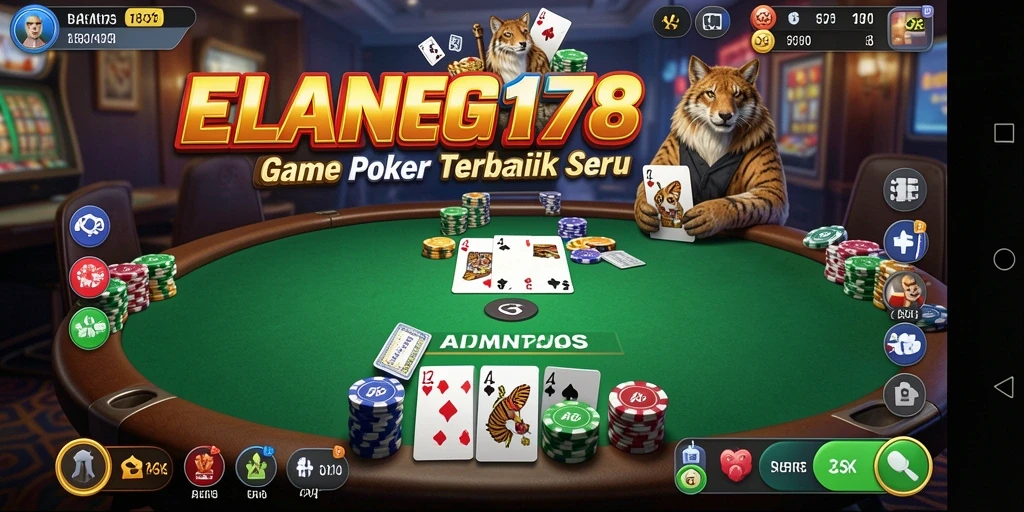 Tampilan gameplay seru dalam aplikasi ELANG178 saat bermain Poker.