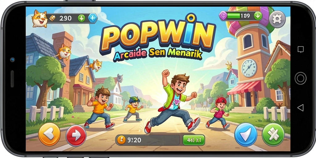 Screenshot dari gameplay seru di POPWIN dengan tantangan Arcade.