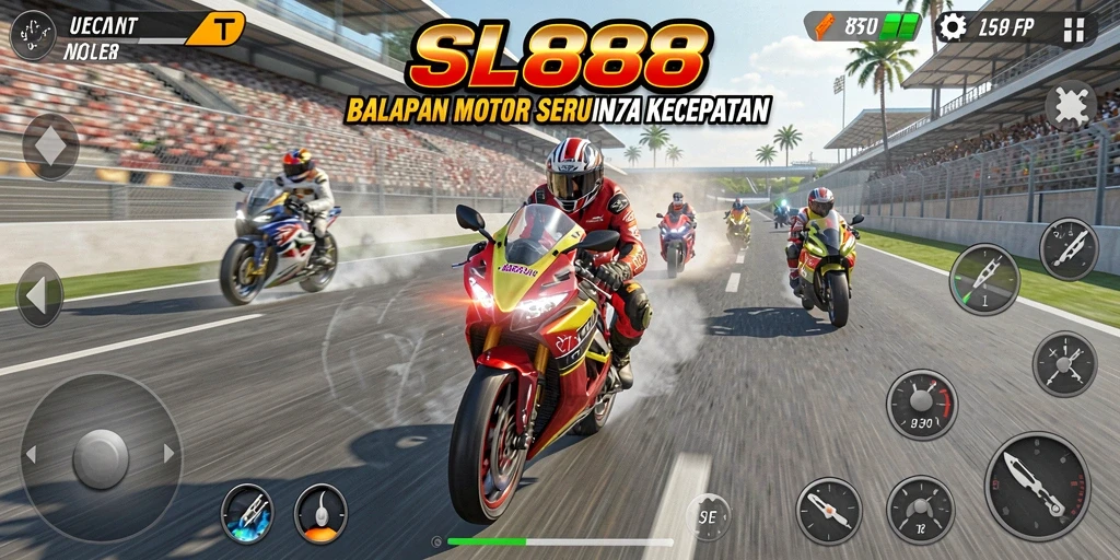 Tampilan gameplay seru balapan motor di SL888.